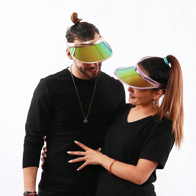 Beevarn Store 2 Pack Sun Visor Hats Women Men Clip-on Iridescent Clear Sport Outdoor Cap - Image 3